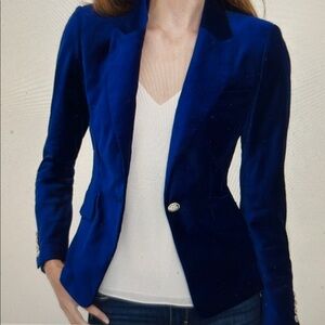 WHBM One Button Blue Velvet Blazer. Size 2